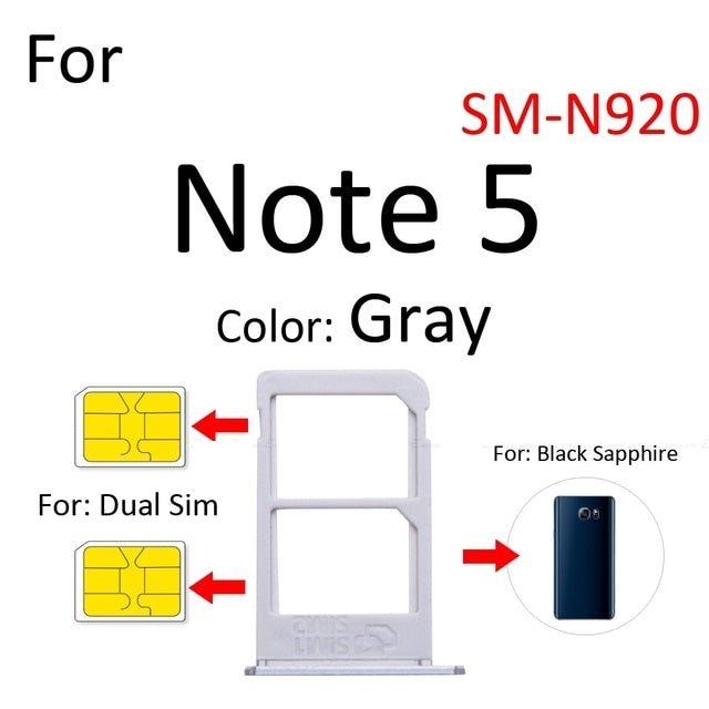 Dual SIM Card Holder Tray For Samsung Note Black