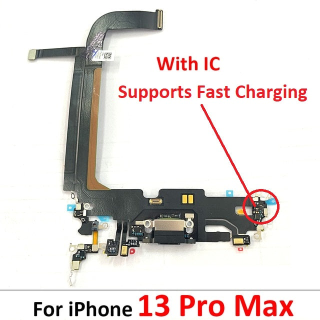 Charging Port Flex Cable for iPhone 13 Pro Max ICS Present, Support