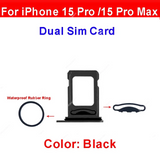 Dual Sim Tray Card Holder For iPhone 15 Pro : Black