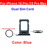 Dual Sim Tray Card Holder For iPhone 15 Pro : Blue