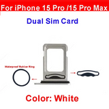 Dual Sim Tray Card Holder For iPhone 15 Pro : White