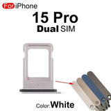 Dual Sim Tray Card Holder For iPhone 15 Pro : White