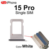 Single Sim Tray Card Holder For iPhone 15 Pro : White