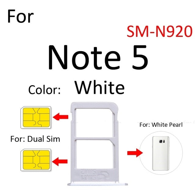 Dual SIM Card Holder Tray For Samsung Galaxy Note 5 : White – Shockware.in