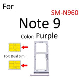 Dual SIM Card Holder Tray For Samsung Note 9 : Purple