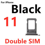 Dual SIM Card Holder Tray For Apple iPhone 11 : Black