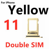 Dual SIM Card Holder Tray For iPhone 11 : Yellow