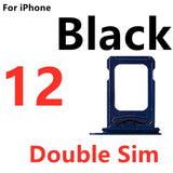 Dual SIM Card Holder Tray For Apple iPhone 12 : Black