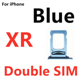 Dual SIM Card Holder Tray For Apple iPhone XR : Blue